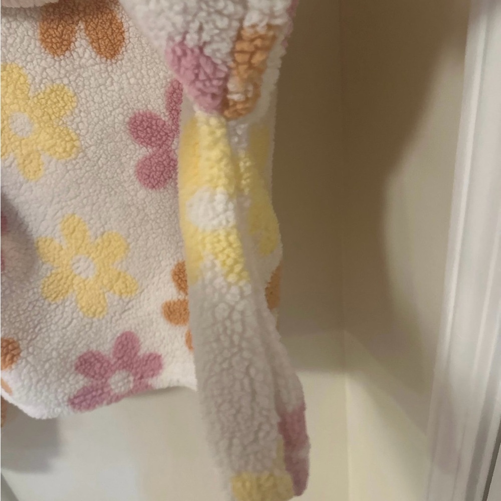 Barbie Cream Sherpa Hoodie with Pink, Yellow & Tan Floral Print size S - Picture 5 of 6